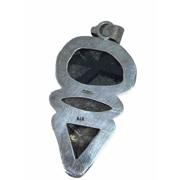 Staurolite Matrix Purple Garden Quartz Rutilated Quartz Silver Pendant with Bale - Picture 2 of 12